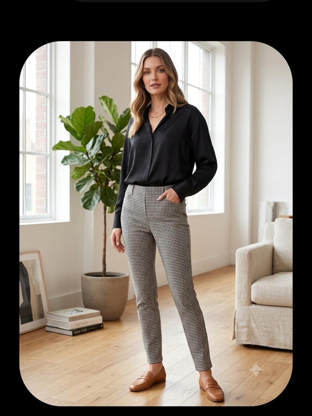 Uniqlo Black and White Check Leggings